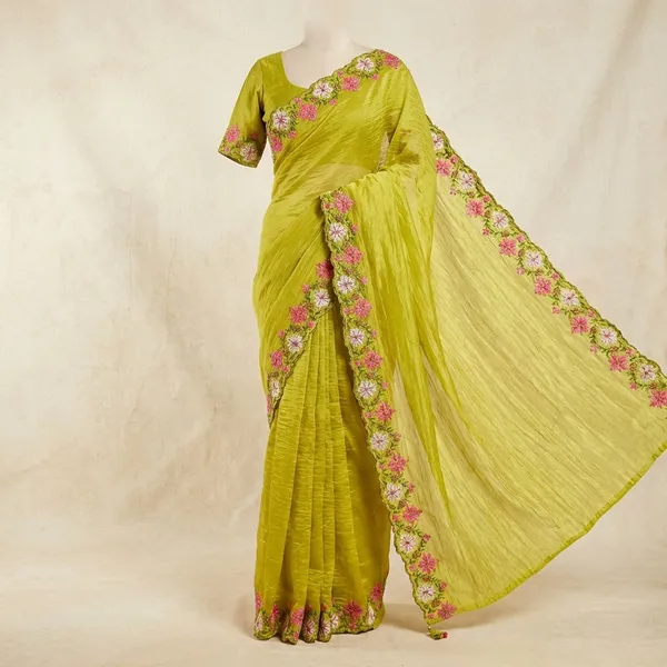 Yellow_Georgette_Viscose_Saree_For_Women