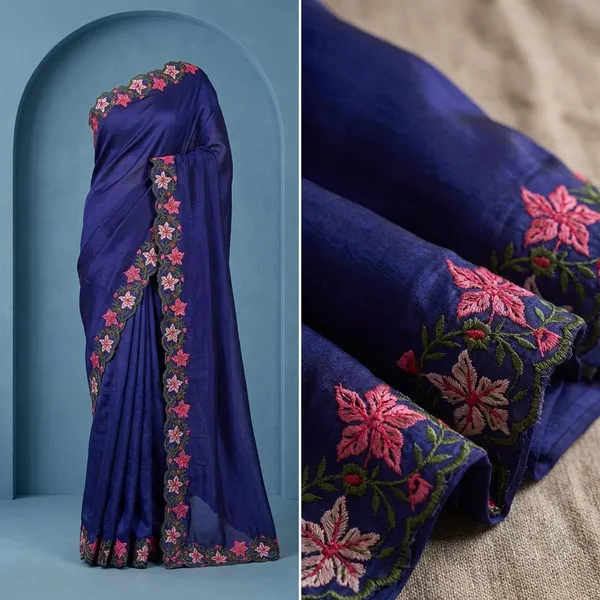Blue_Georgette_Viscose_Saree_For_Women