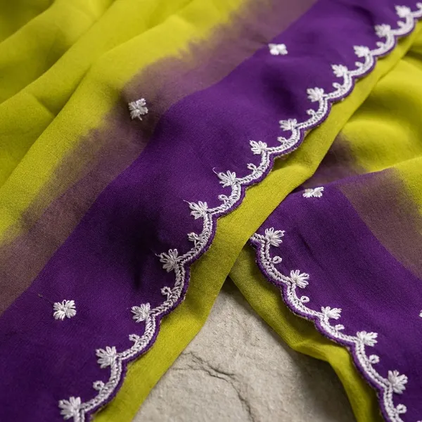 Yellow_&_Purple_Georgette_Viscose_Saree_For_Women