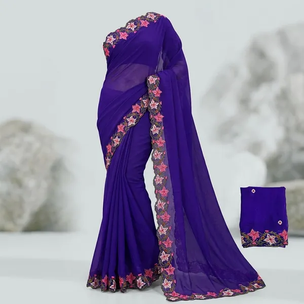 Blue_Georgette_Viscose_Saree_For_Women