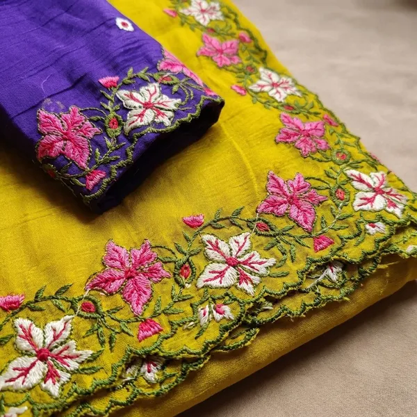 Yellow_Georgette_Viscose_Saree_For_Women