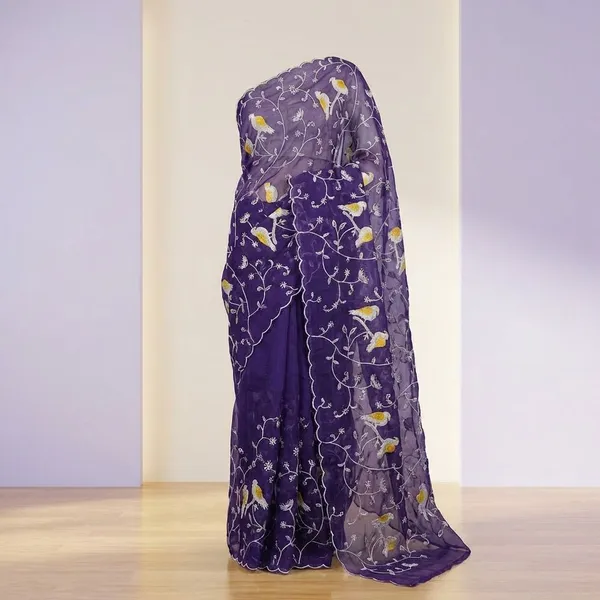 Blue_Georgette_Viscose_Saree_For_Women
