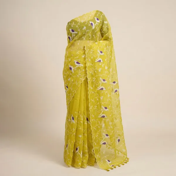 Yellow_Georgette_Viscose_Saree_For_Women
