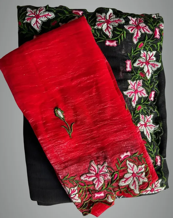 Orange_Georgette_Viscose_Saree_For_Women