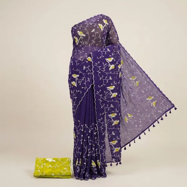 Purple_Georgette_Viscose_Saree_For_Women