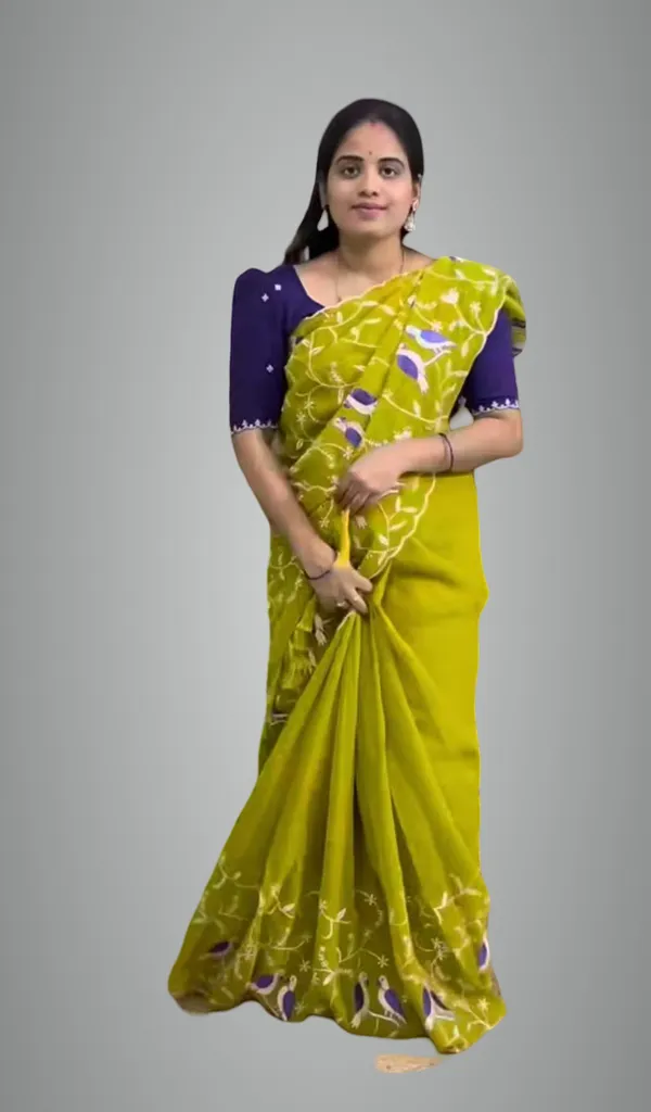 Yellow_Georgette_Viscose_Saree_For_Women