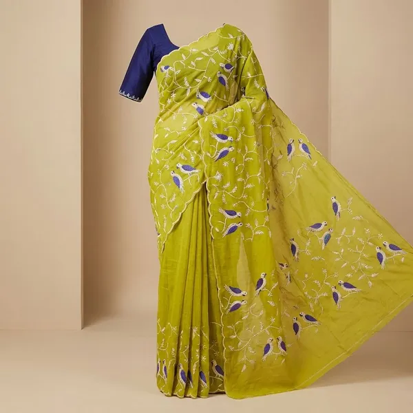 Yellow_Georgette_Viscose_Saree_For_Women