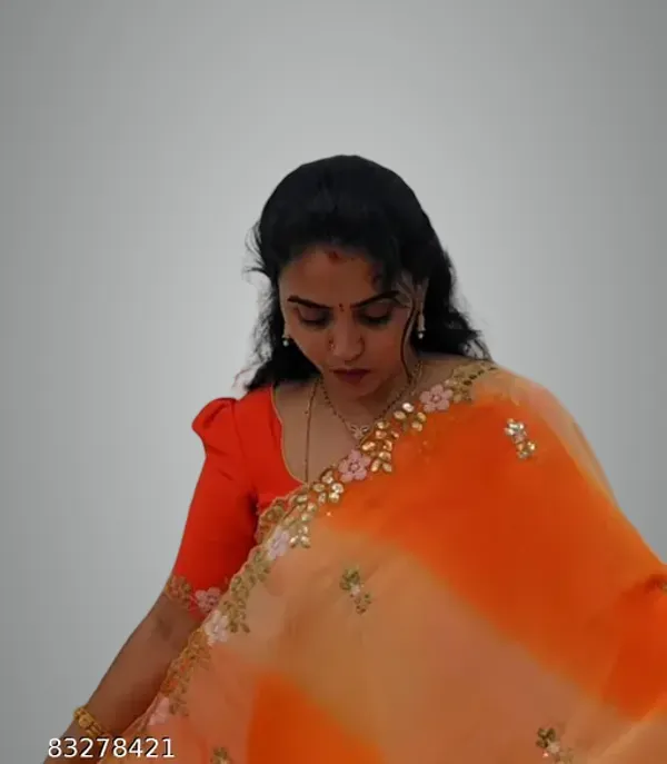 Orange_Georgette_Viscose_Saree_For_Women