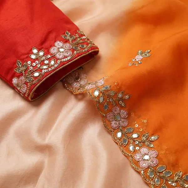 Orange_Georgette_Viscose_Saree_For_Women