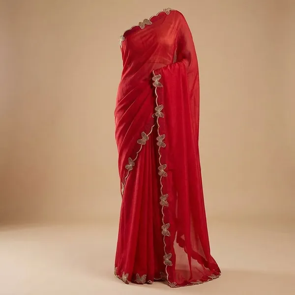 Red_Georgette_Viscose_Saree_For_Women