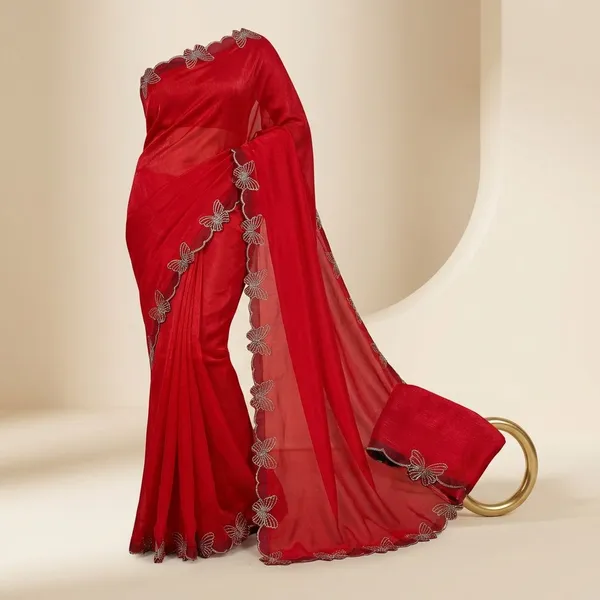 Red_Georgette_Viscose_Saree_For_Women