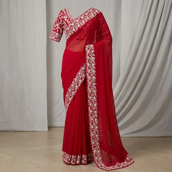 Magenta_Georgette_Viscose_Saree_For_Women
