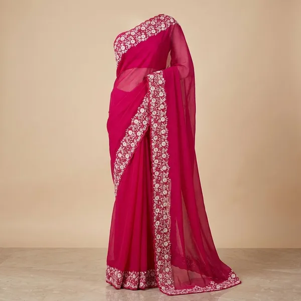 Red_Georgette_Viscose_Saree_For_Women