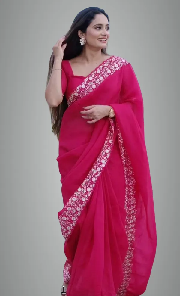 Pink_Georgette_Viscose_Saree_For_Women