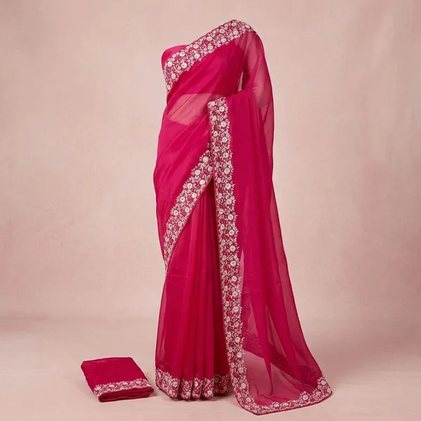 Pink_Georgette_Viscose_Saree_For_Women