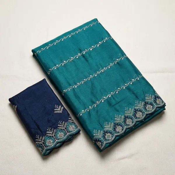 Teal_Georgette_Viscose_Saree_For_Women