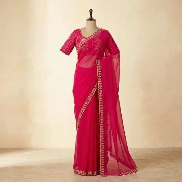 Pink_Georgette_Viscose_Saree_For_Women