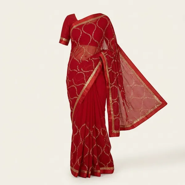 Red_Georgette_Viscose_Saree_For_Women