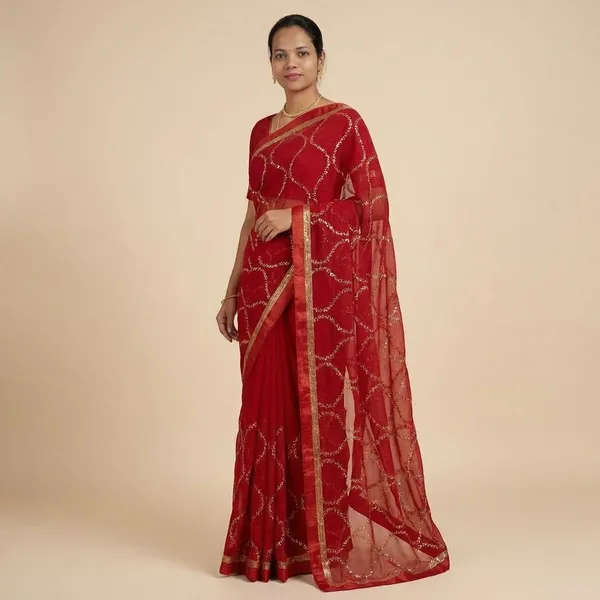 Red_Georgette_Viscose_Saree_For_Women