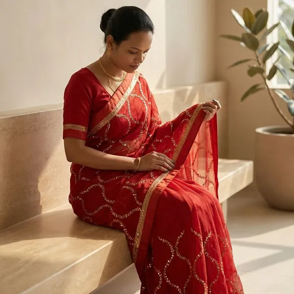 Red_Georgette_Viscose_Saree_For_Women