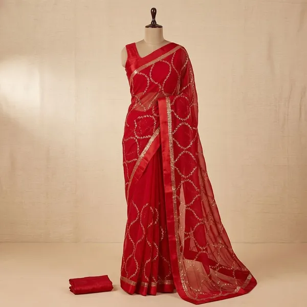 Red_Georgette_Viscose_Saree_For_Women