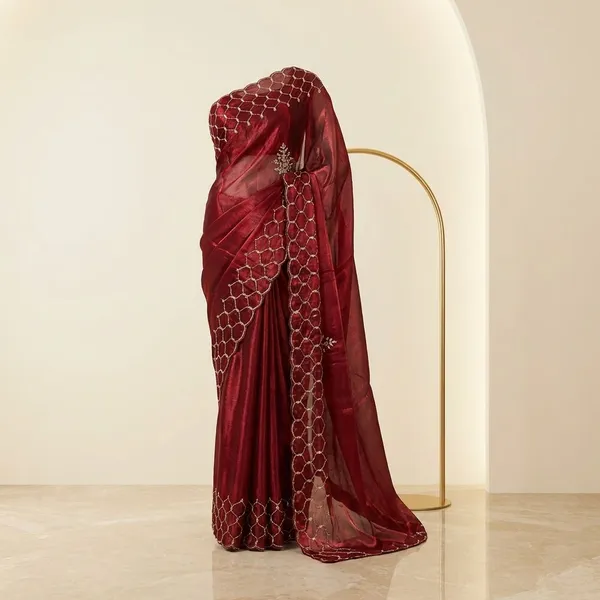 Maroon_Georgette_Viscose_Saree_For_Women