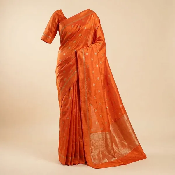 Orange_Georgette_Viscose_Saree_For_Women
