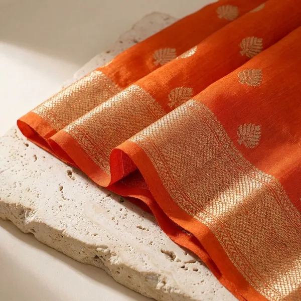 Orange_Georgette_Viscose_Saree_For_Women