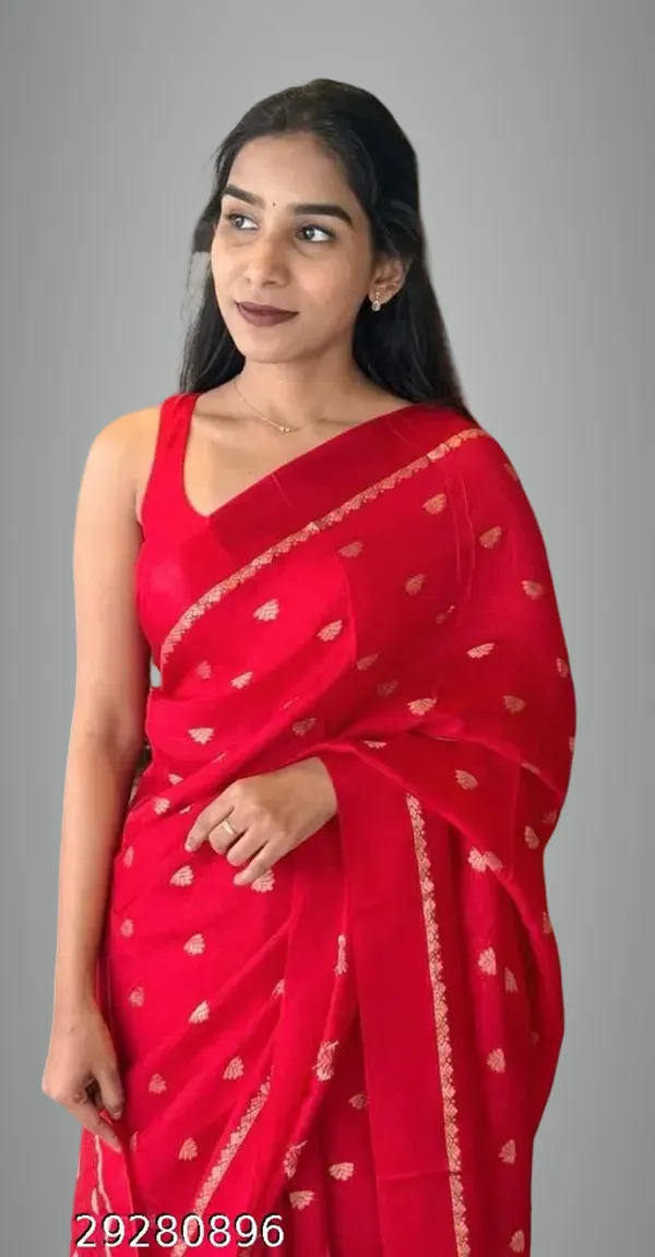 Red_Georgette_Viscose_Saree_For_Women