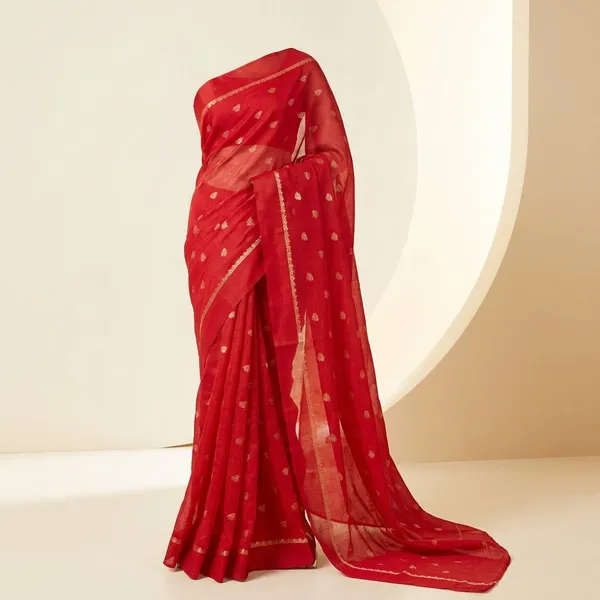 Red_Georgette_Viscose_Saree_For_Women