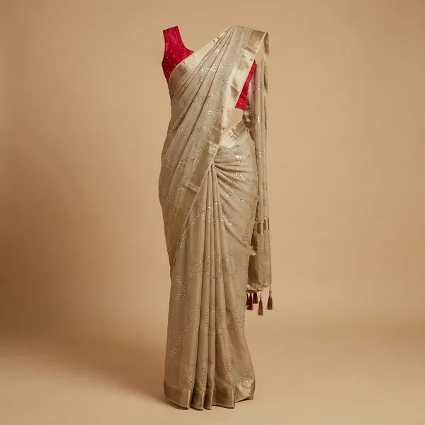 Beige_Georgette_Viscose_Saree_For_Women