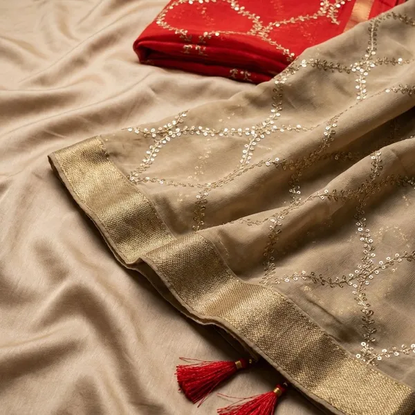 Beige_Georgette_Viscose_Saree_For_Women