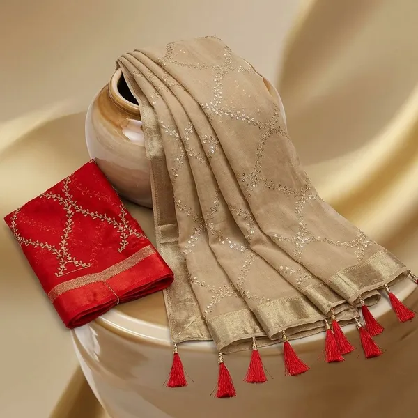 Off_White_Georgette_Viscose_Saree_For_Women