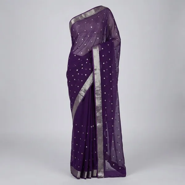 Blue_Georgette_Viscose_Saree_For_Women