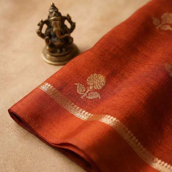 Orange_Georgette_Viscose_Saree_For_Women