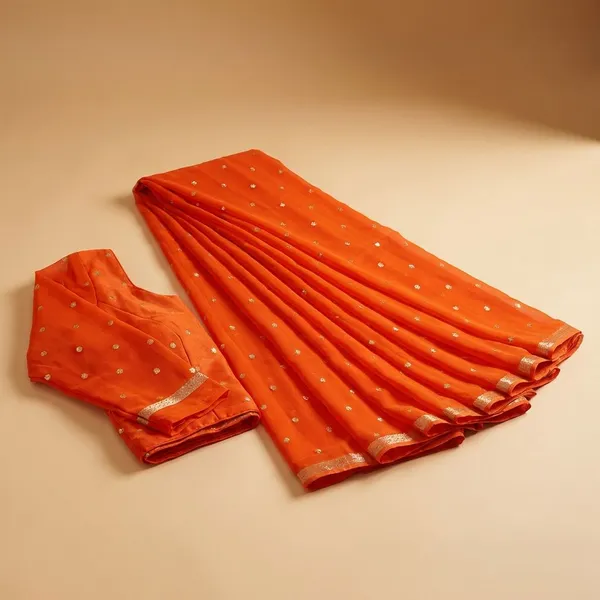 Orange_Georgette_Viscose_Saree_For_Women