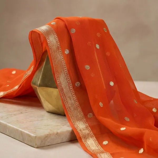 Orange_Georgette_Viscose_Saree_For_Women