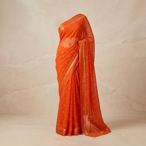 Orange_Georgette_Viscose_Saree_For_Women