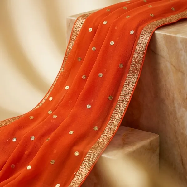 Orange_Georgette_Viscose_Saree_For_Women