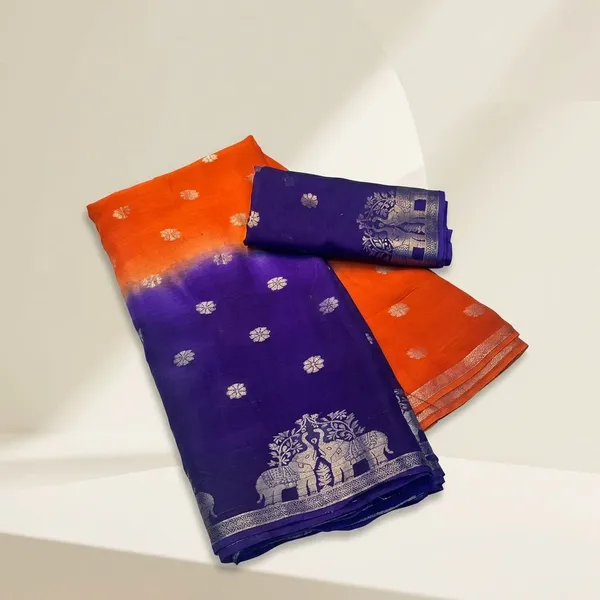 Orange_Georgette_Viscose_Saree_For_Women