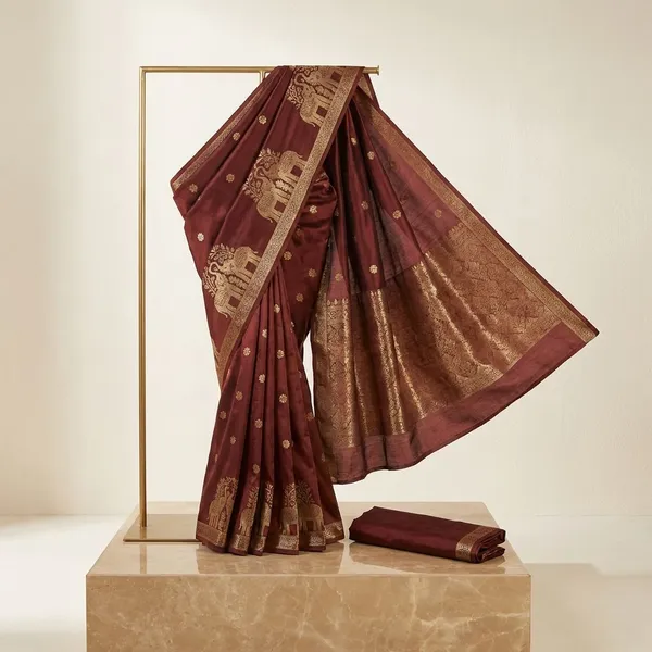 Brown_Georgette_Viscose_Saree_For_Women