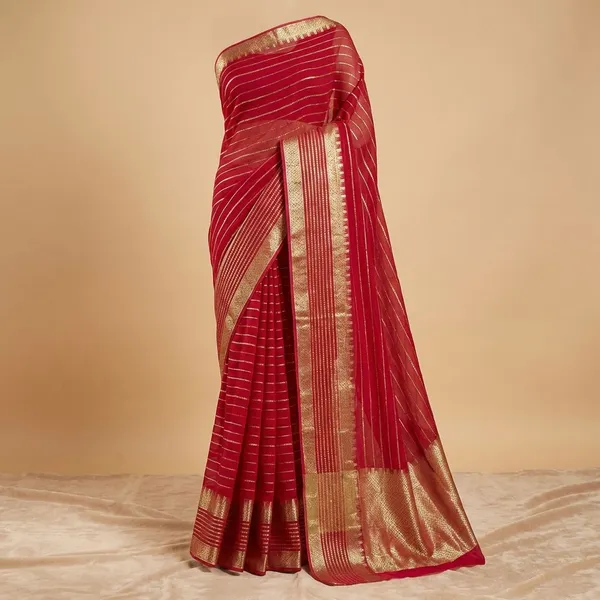 Red_Georgette_Viscose_Saree_For_Women