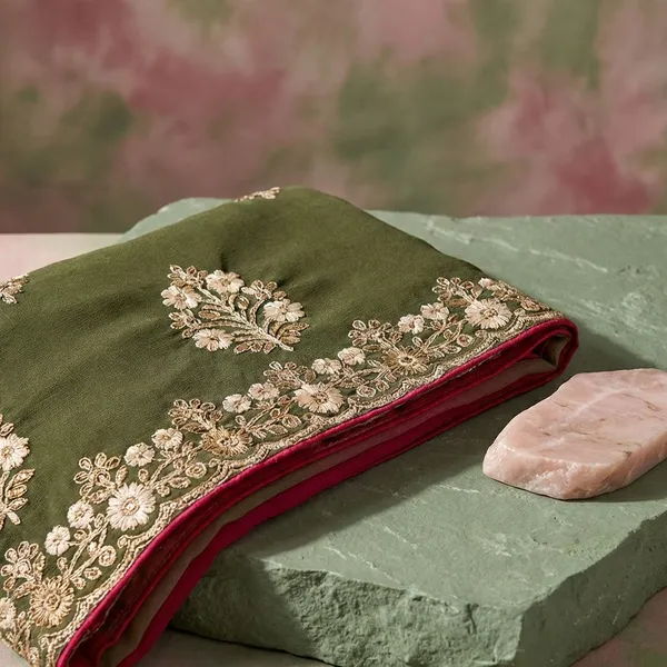 Green_&_Pink_Georgette_Viscose_Saree_For_Women