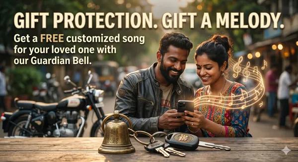 Guardian_Bell_Keychain_for_Bike_&_Car_+_Bundled_Offer_with_Customized_Personal_Song_(Worth_₹1999)_|_Antique_Brass_Lucky_Charm_&_Biker_Safety_Gift
