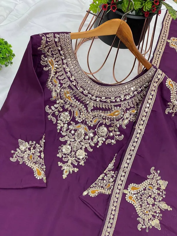 Wine_Pure_Chinnon_Silk_Embroidery_Coding_Dori-Sequence_Palazzo_Salwar_Suit_With_Duaptta