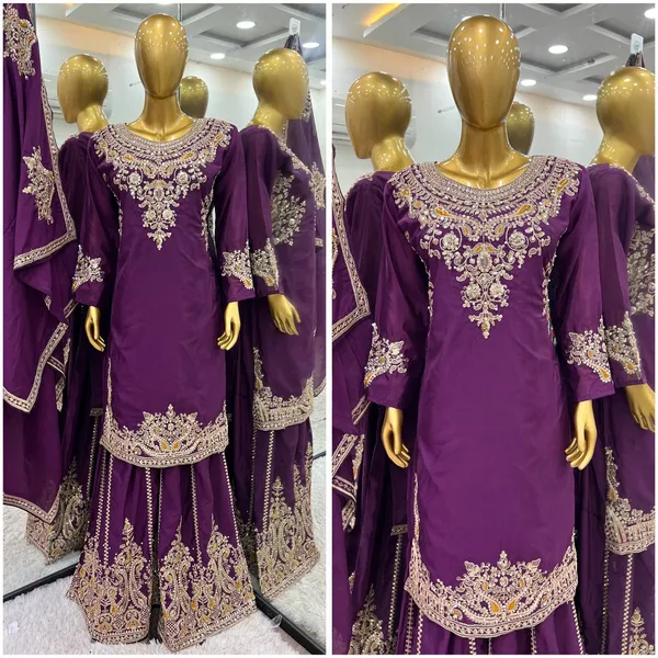 Wine_Pure_Chinnon_Silk_Embroidery_Coding_Dori-Sequence_Palazzo_Salwar_Suit_With_Duaptta