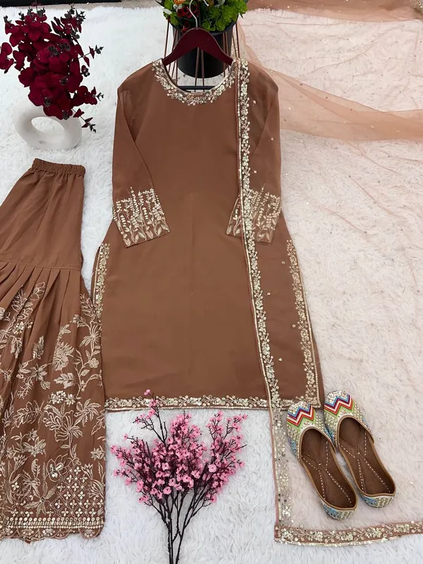 Brown_Faux_Georgette_Sequence_Embroidered_Sharara_Salwar_Suit_Eith_Dupatta