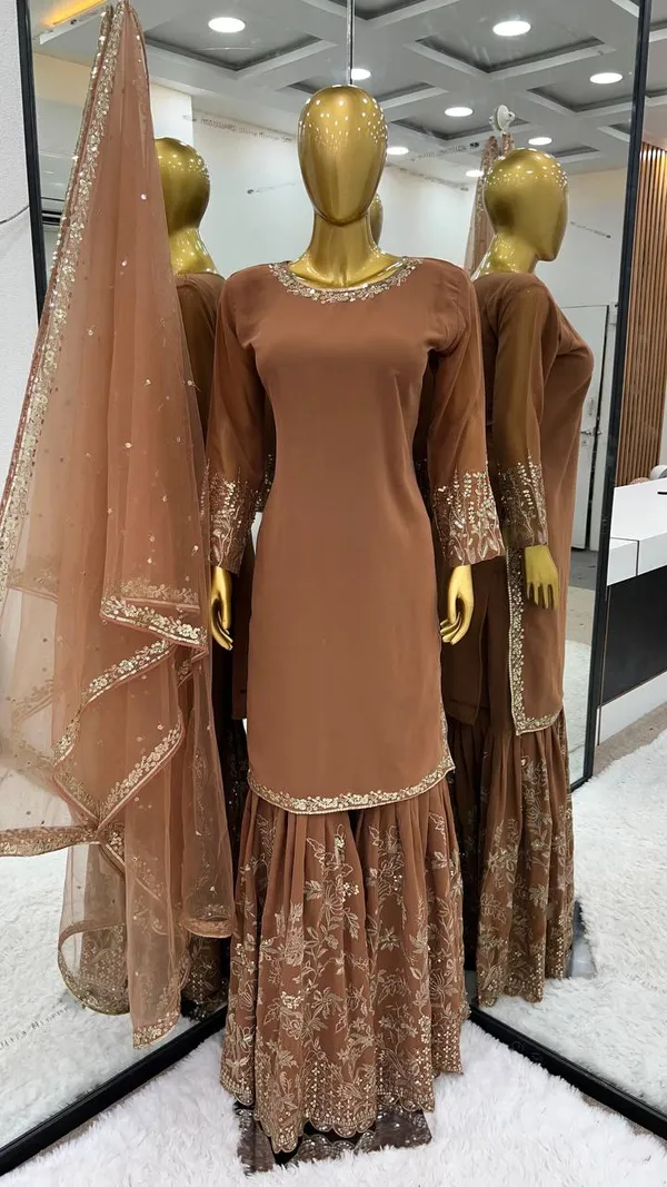 Brown_Faux_Georgette_Sequence_Embroidered_Sharara_Salwar_Suit_Eith_Dupatta