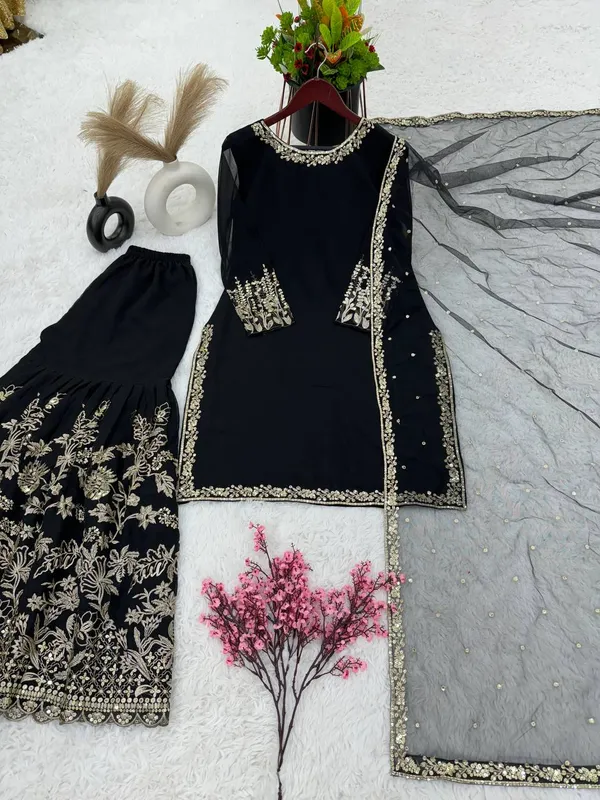 BLACK_FAUX_GEORGETTE_SEQUENCE_EMBROIDERED_SHARARA_SALWAR_SUIT_WITH_DUPATTA