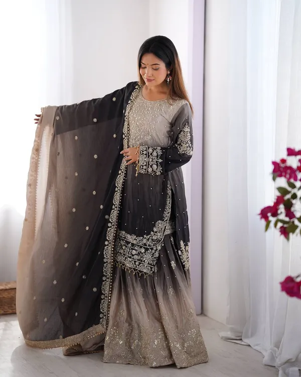 BLACK_SHADED_CHINNON_SILK_CODING_SEQUENCE_EMBROIDERED_SHARARA_SALWAR_SUIT_WITH_DUPATTA